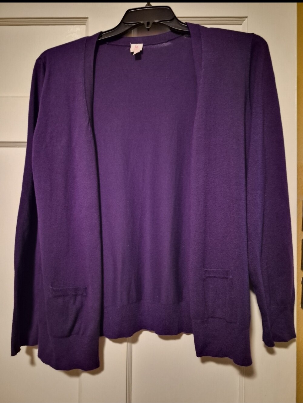 Isaac Mizrahi Purple Open Front Cardigan Sweater Women's Large Lightweight